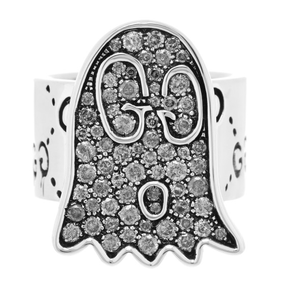 Sterling Silver Grey Diamond GucciGhost Ghost Ring 53 6.25