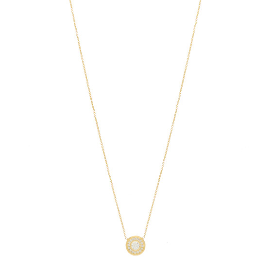 18K Yellow Gold Diamond Pave Pendant Necklace