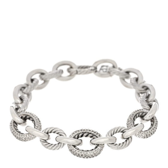 Sterling Silver Diamond 15mm Large Oval Link Bracelet