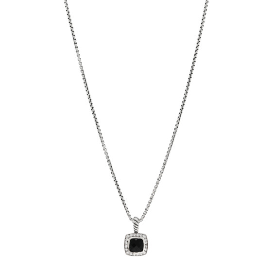 Sterling Silver Diamond Black Onyx 7mm Petite Albion Necklace