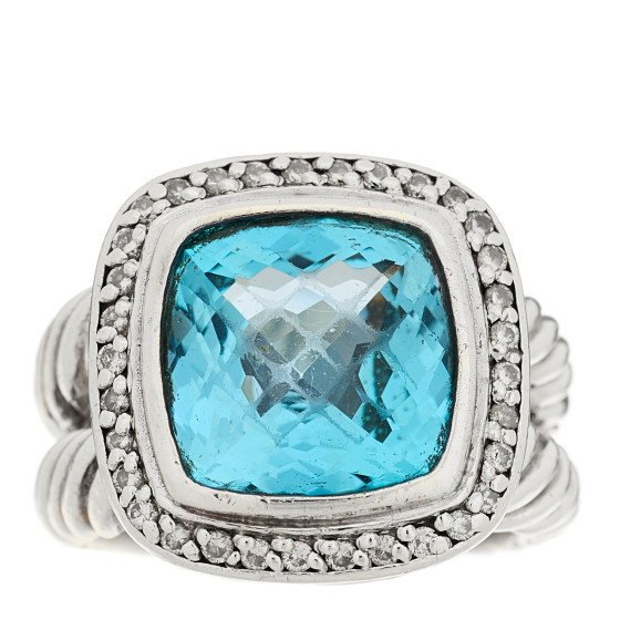 Sterling Silver Diamond Blue Topaz 11mm Albion Ring 49 5