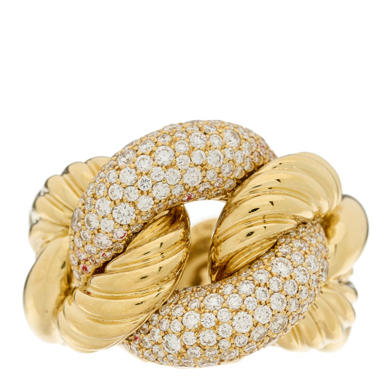 18K Yellow Gold Diamond Belmont Curb Link Ring 45 3.5