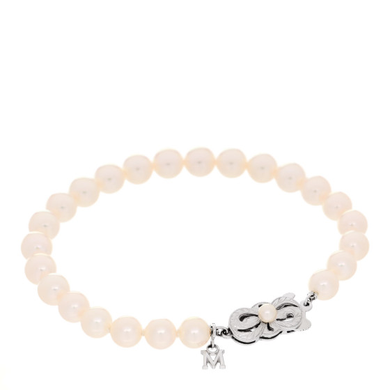 14K White Gold Akoya Cultured Pearl 6.5-7mm Strand Bracelet