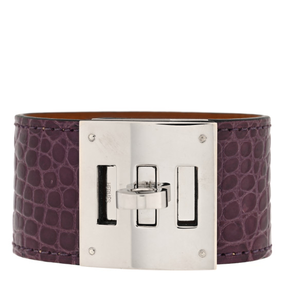Shiny Alligator Kelly Dog Cuff Amethyst