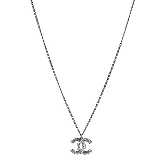 Baguette Crystal Large CC Necklace Silver