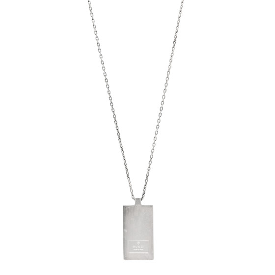 Sterling Silver Logo Rectangle Pendant Necklace