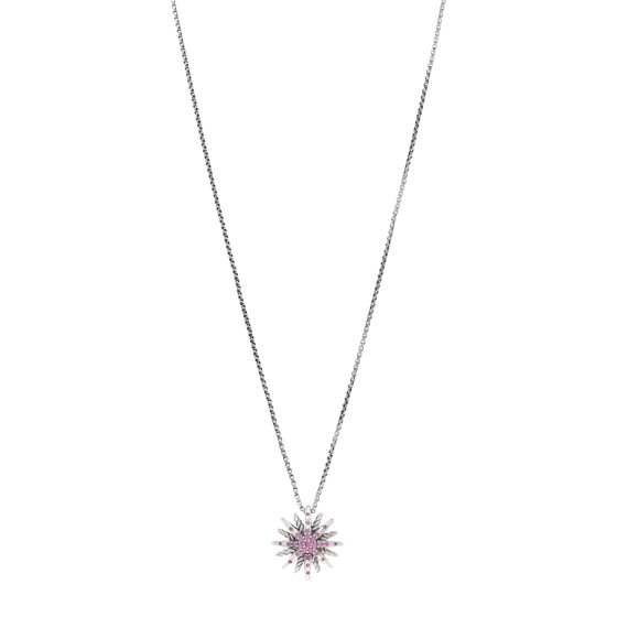Sterling Silver Pink Sapphire Small Starburst Pendant Necklace