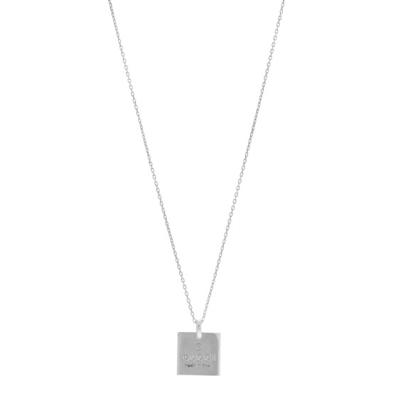 Sterling Silver Trademark Logo Square Pendant Necklace