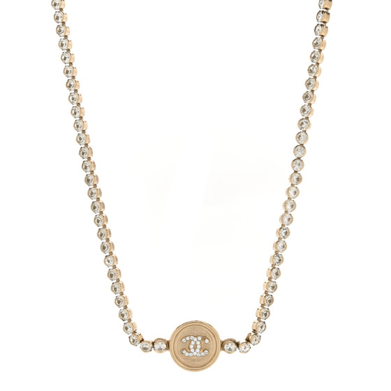 Crystal CC Chain Short Necklace Gold