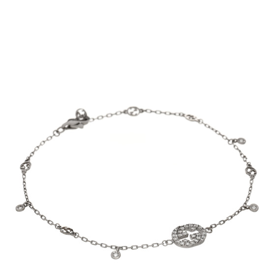 18K White Gold Diamond GG Running Bracelet