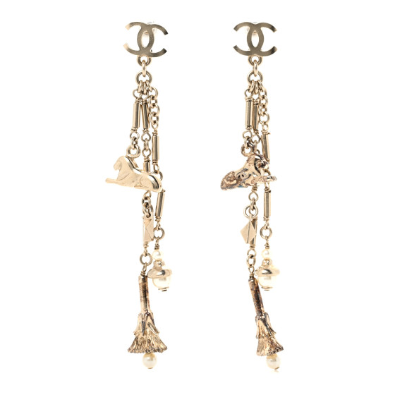 Pearl CC Egypt Drop Earrings Gold