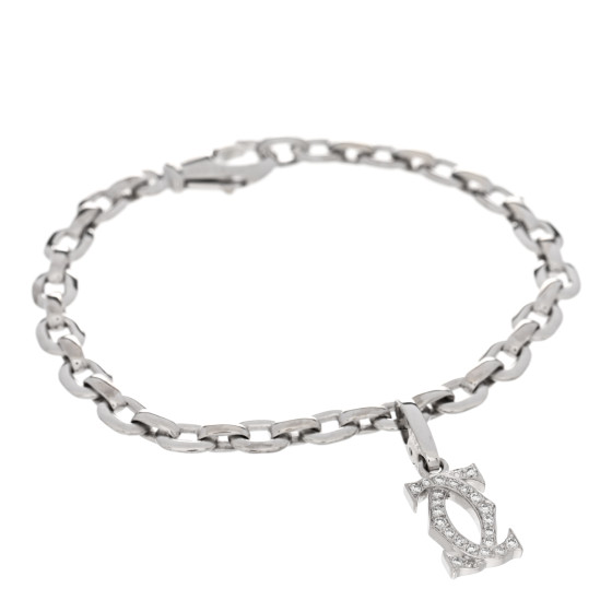 18K White Gold Diamond Double C Penelope Charm Bracelet
