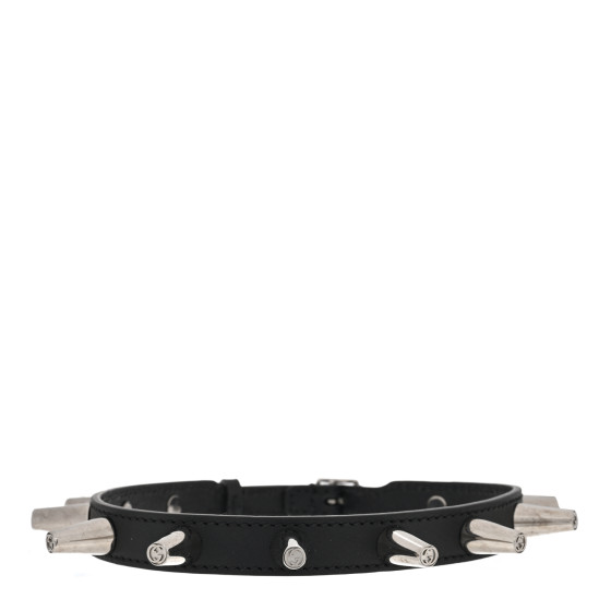 Calfskin Metal Studded Spike Choker Black