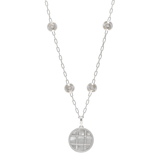 18K White Gold Diamond Mother of Pearl Pasha De Cartier Necklace