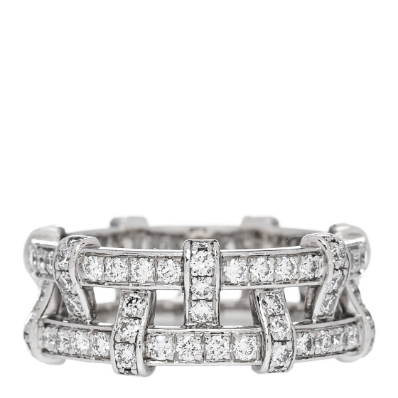 Platinum Diamond Weave Band Ring 54 7