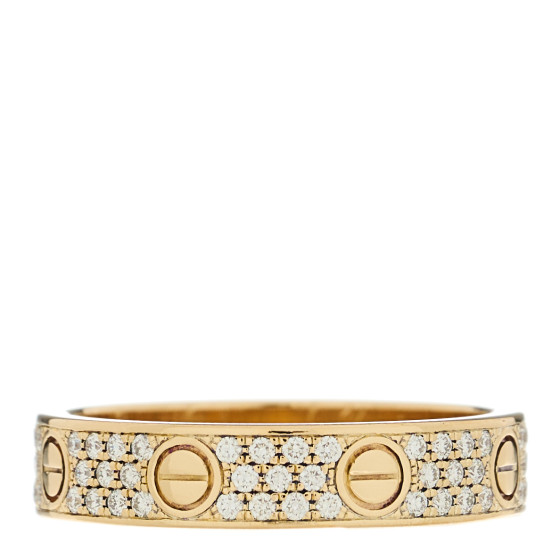 18K Yellow Gold Diamond 4mm LOVE Wedding Paved Band Ring 51 5.75