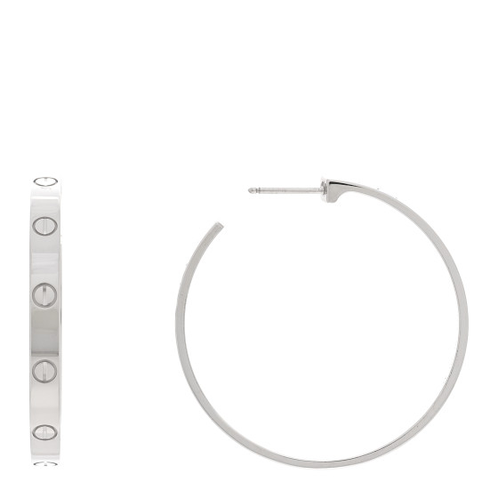 18K White Gold Large LOVE Hoop Earrings