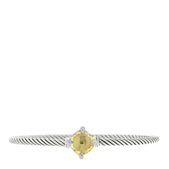 Sterling Silver Lemon Citrine Diamond 9mm Chatelaine Bracelet