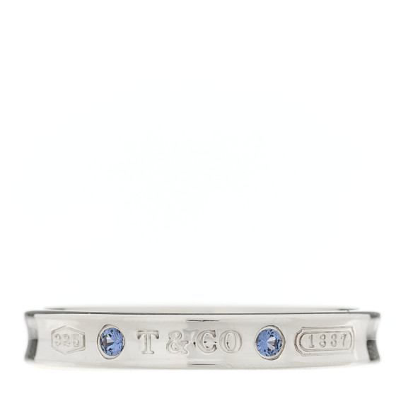 Sterling Silver Blue Sapphire Narrow 1837 Band Ring 67 12