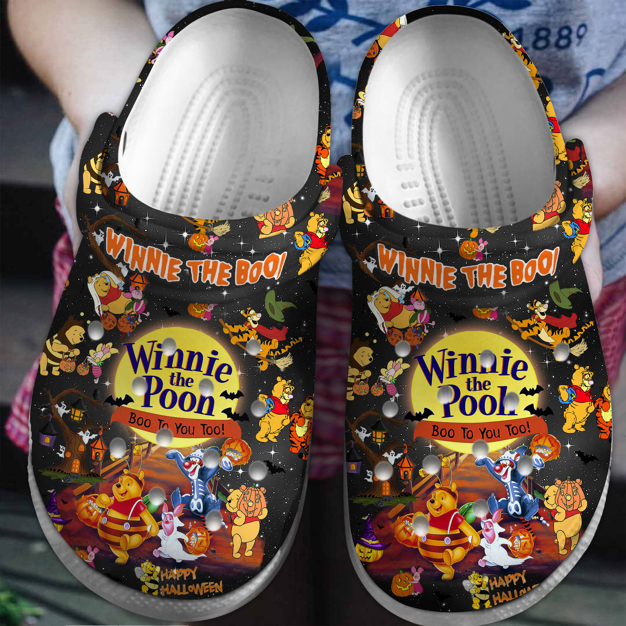 Adorable Pooh And Friends Cartoon Crocs Style Clogs Slip Resistant Size 3.5 12