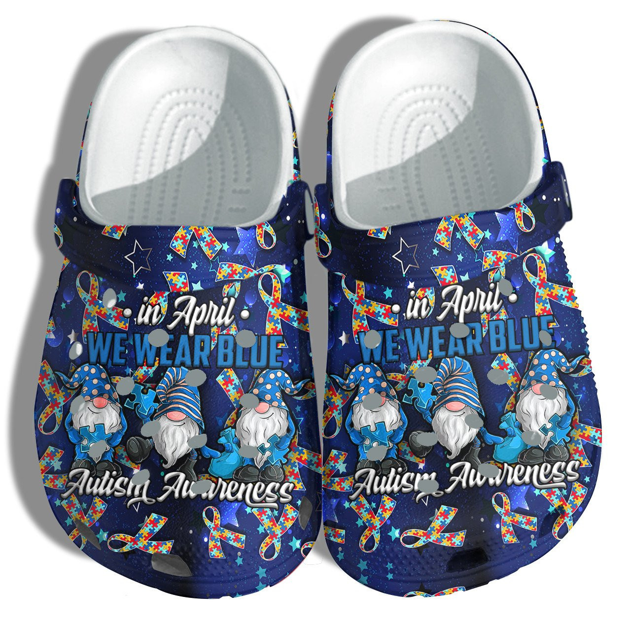 Crocs Gnomies In April We Wear Blue Autism Crocs Crocs Gifts For Son Daughter Classic Crocs-Style Clogs Autism Awareness Gift 