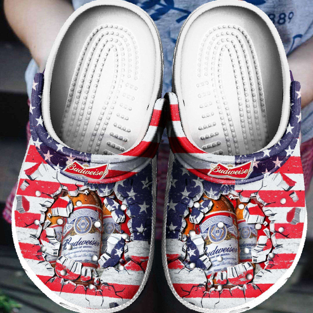 American Flag And Budweiser Rubber Crocs Her