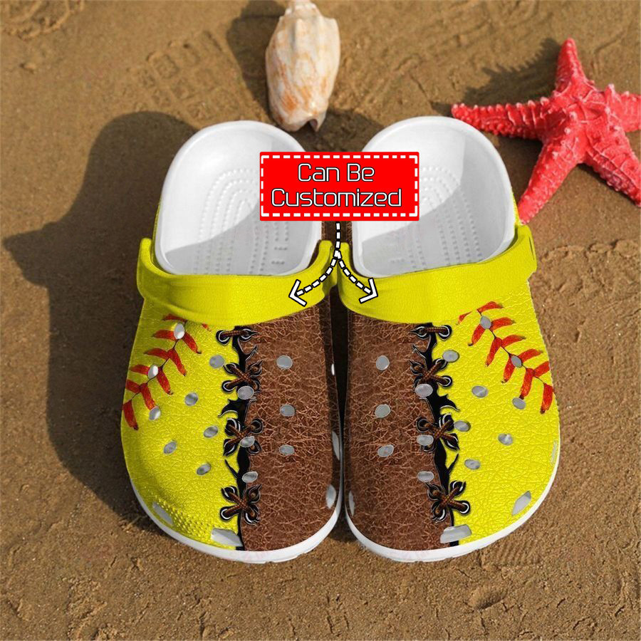 Softball Yellow Leatherette Style Crocs For Men And Women 