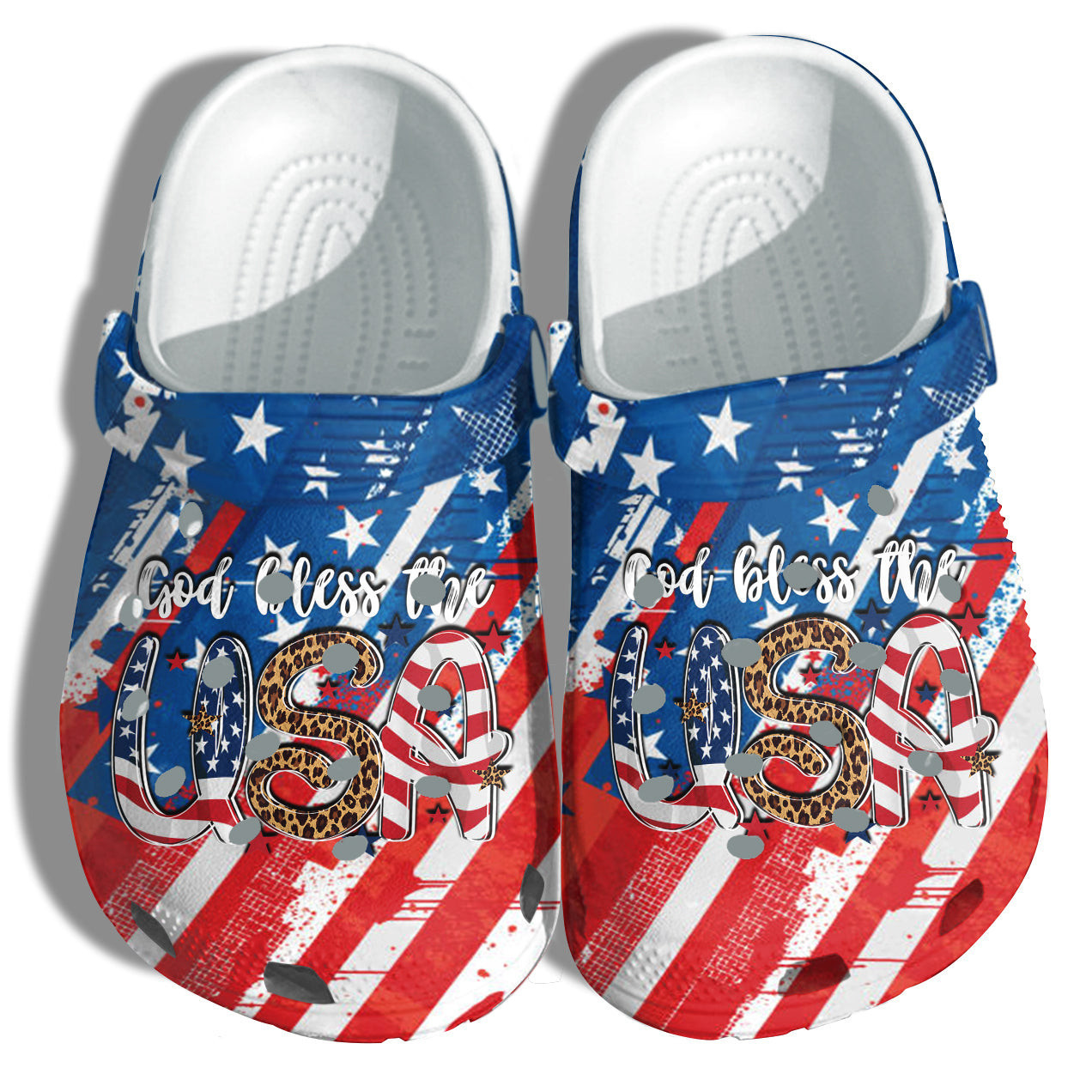 4Th Of July Usa Clogs For Men & Women Leopard Flag Crocs Gift