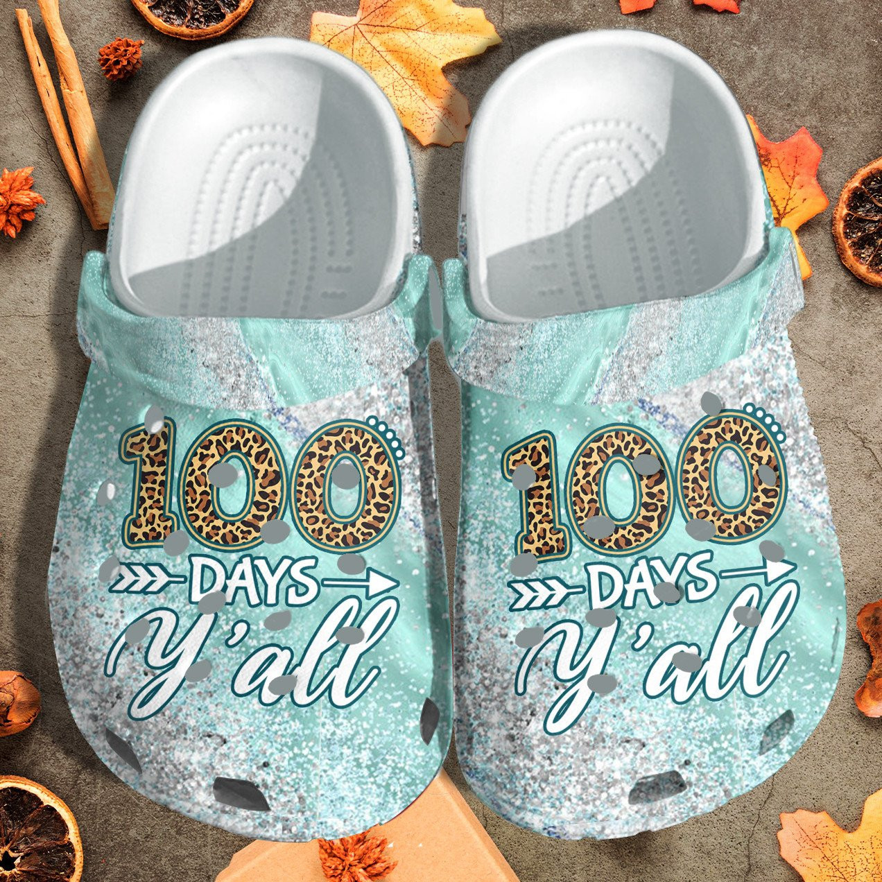 100 Days Y'All Leopard Crocs 