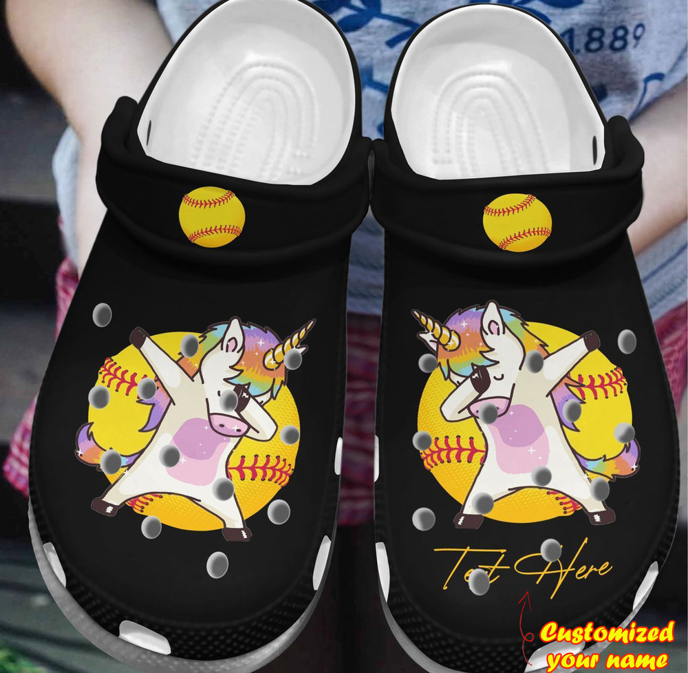 Softball Cute Unicorn Softball Clogs Shoes For Men And Women Classic Crocs-Style