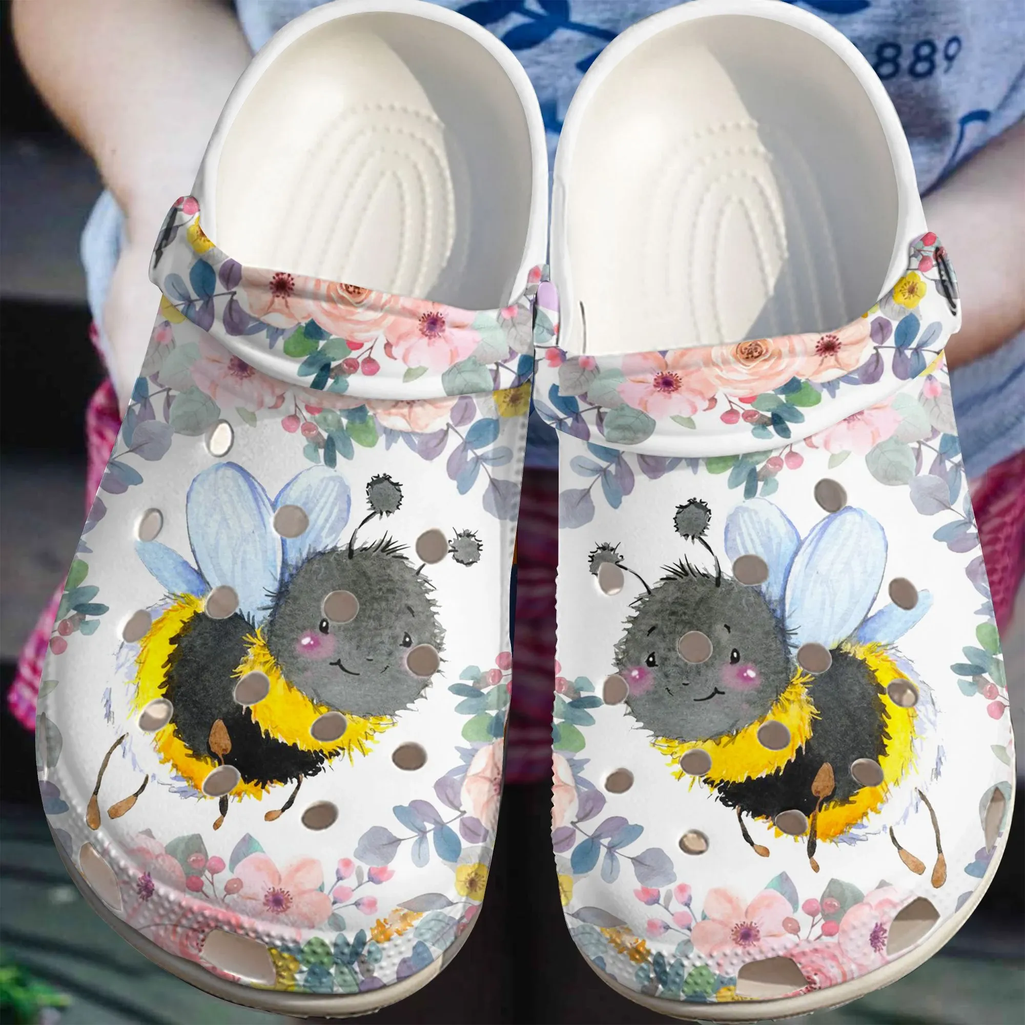 Bee Clog Whitesole Black Little Bee Classic Crocs Gift For Men And Women & Her