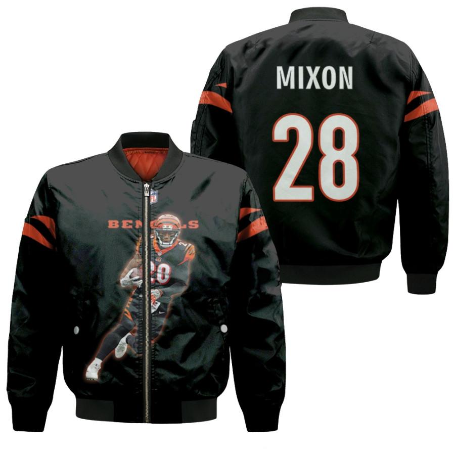 Cincinnati Bengals Joe Mixon 28 NFL Legends Black Gift For Bengals Fans Bomber Jacket BJ00004