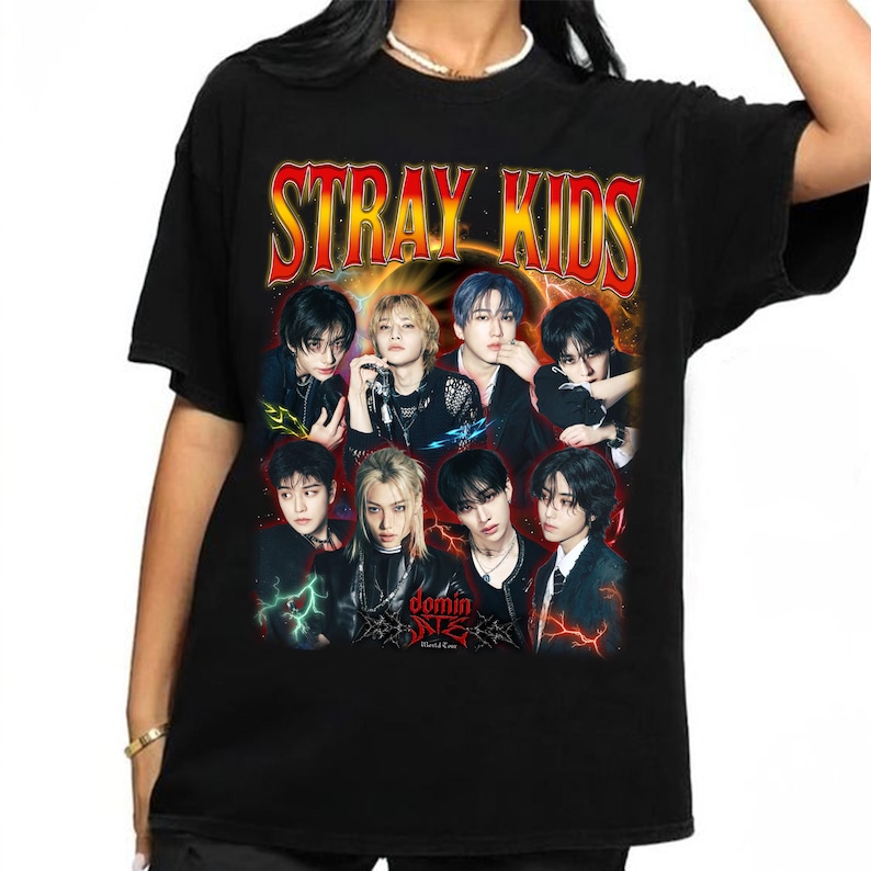 Retro Stray Kids Dominate World Tour Graphics Shirt Stray Kids Ate Shirt