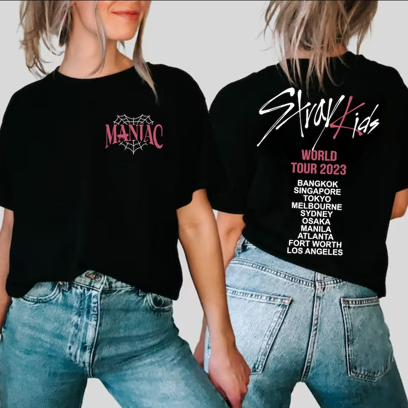 Stray Kids World Tour 2025 Shirt Maniac Kpop Concert Fan Made Stray Kids Replay Shirt