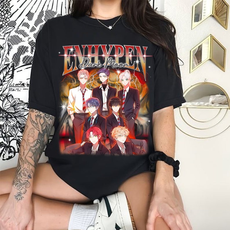 Enhypen Graphic Shirt Enhypen Memorabilia Album Shirt Dark Moon Special Album Shirt