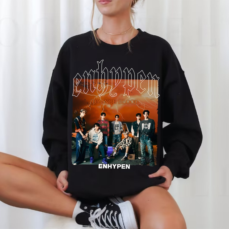 Vintage Enhypen Orange Blood Sweashirt Enhypen Fate World Tour Shirt