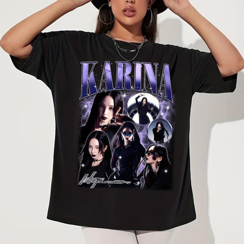 Retro Karina Aespa Graphic Shirt Aespa Whiplash Album Shirt Armageddon Album Shirt