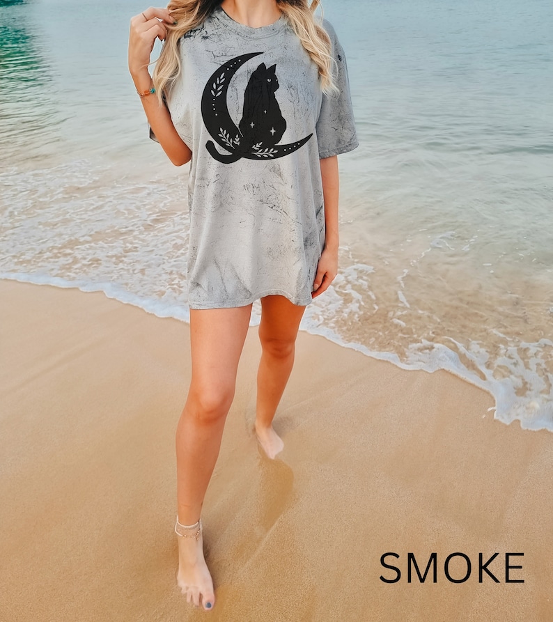 Retro Halloween Shirt Black Cat Moon Funny Halloween Shirt