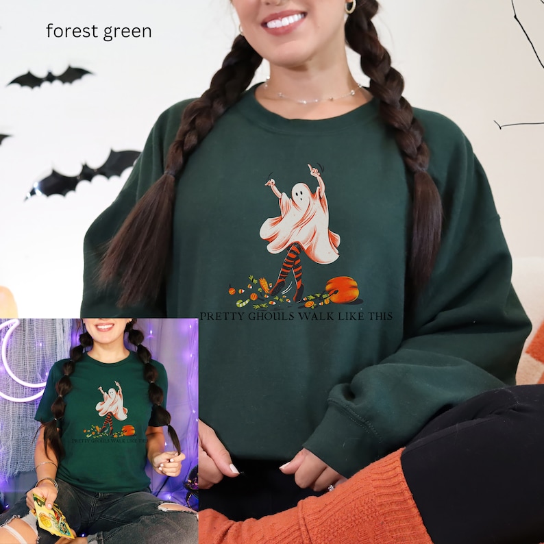 Pretty Ghouls Retro Halloween Shirt Skeleton Shirt Vintage Ghost Halloween Shirt