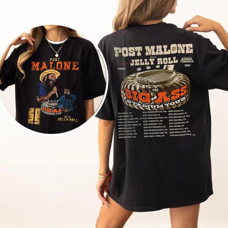Vintage Post Malone Tour Two-Side Shirt Malone Rap Music Shirt Posty Rapper Shirt