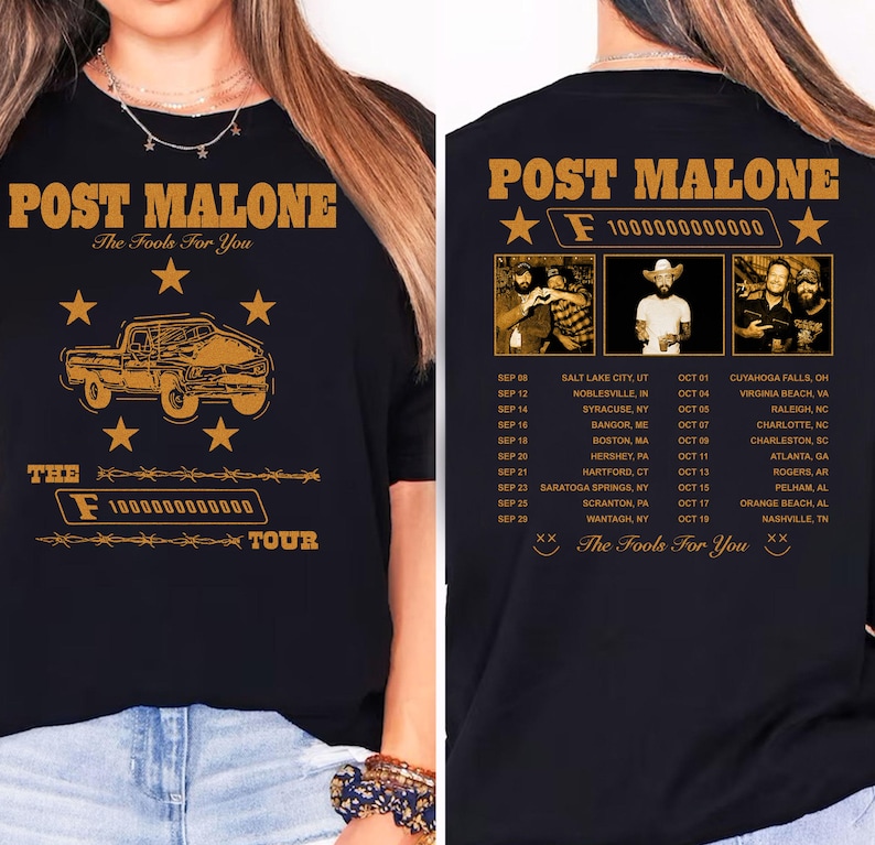 Malone F-1 Trillion Tour Shirt Post Malone 2 Slides Shirt Vintage 90S Style Shirt