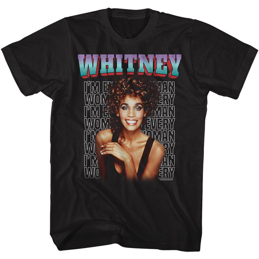 T-Shirt Whitney Houston Whitney Every Woman Stacked Black Adult