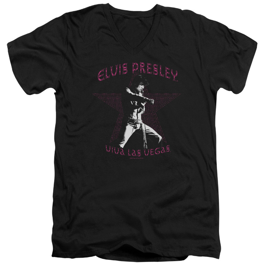 T-Shirt Elvis Presley Viva Las Vegas Star Adult V-Neck Black