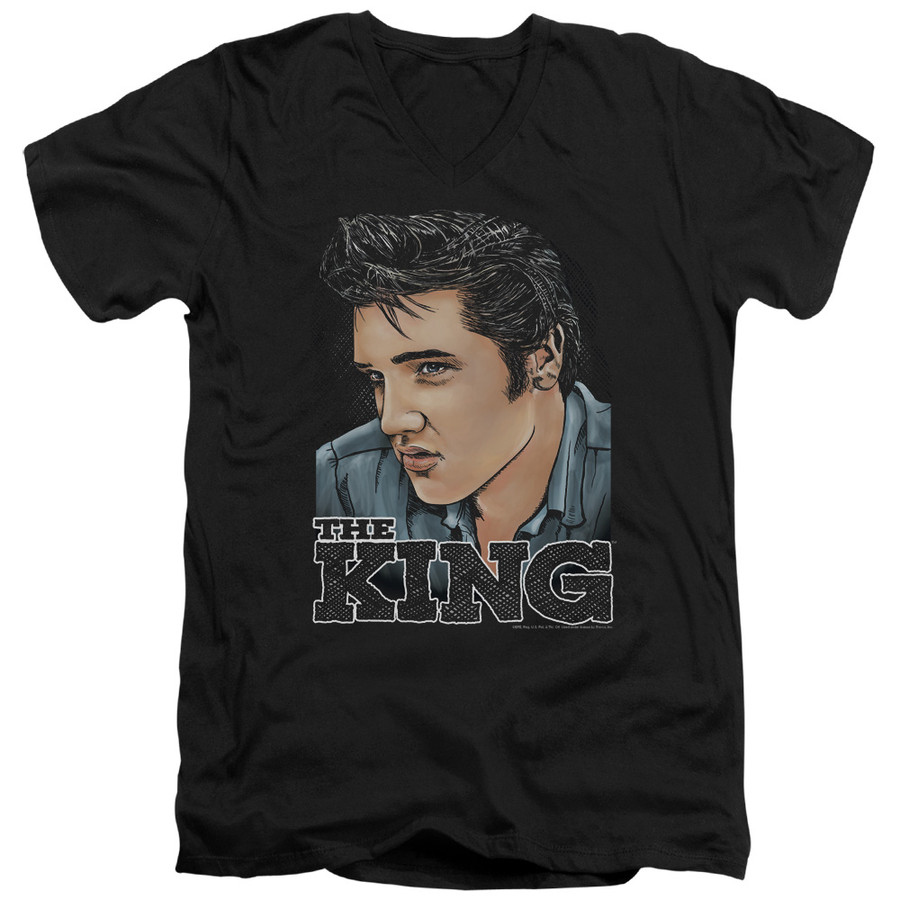 T-Shirt Elvis Presley Graphic King Classic Adult V-Neck Black