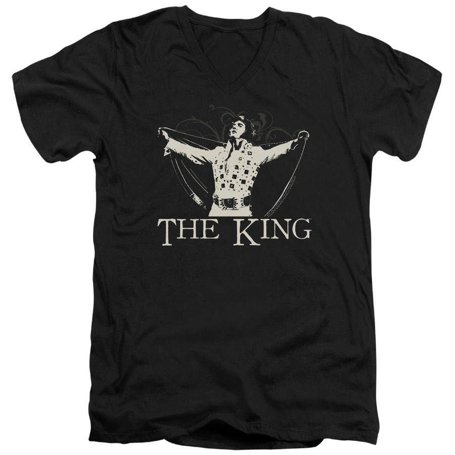 T-Shirt Elvis Presley Ornate King Classic Adult V-Neck Black