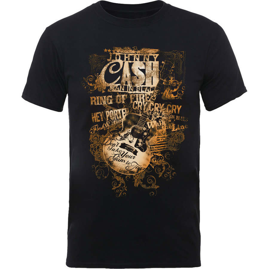 T-Shirt Johnny Cash Unisex Guitar Song Titles