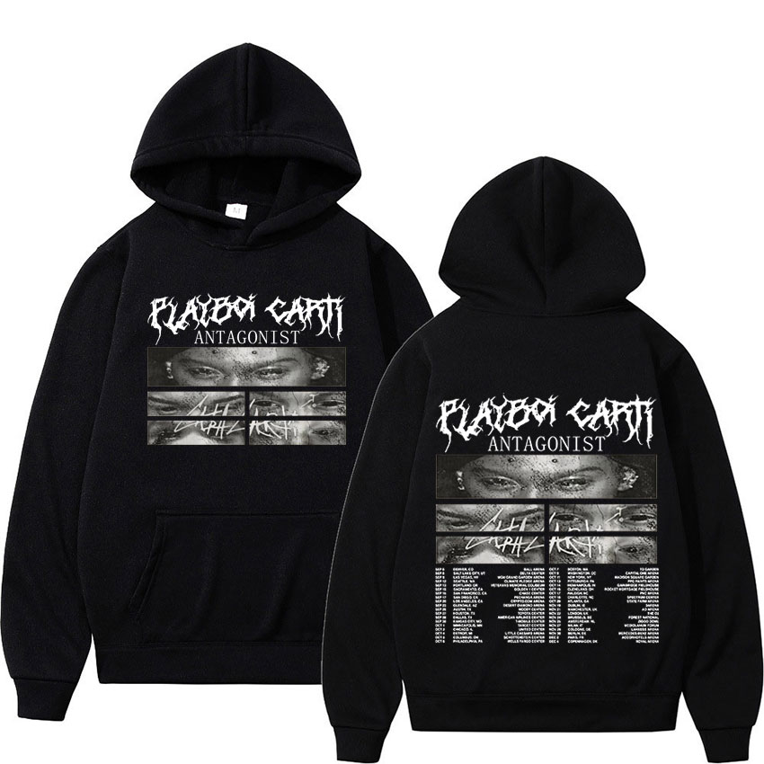 Hoodie Rapper Playboi Carti Retro Antagonist Tour Concert Mens Hip Hop Rp6U