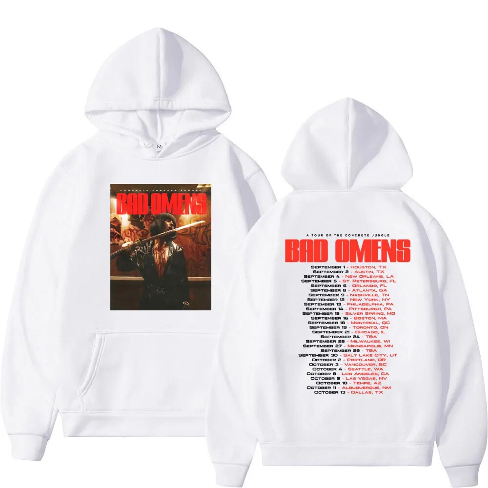 Hoodie Rock Band Bad Omens Tour Print