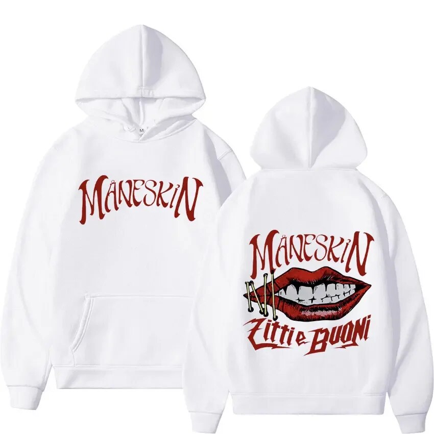 Hoodie Vintage Rock Band Maneskin Print