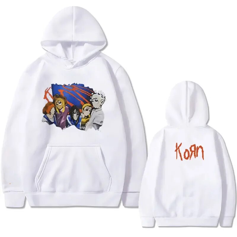 Hoodie Getluckyquest Vintage 90S Rock Band Korn Graphic
